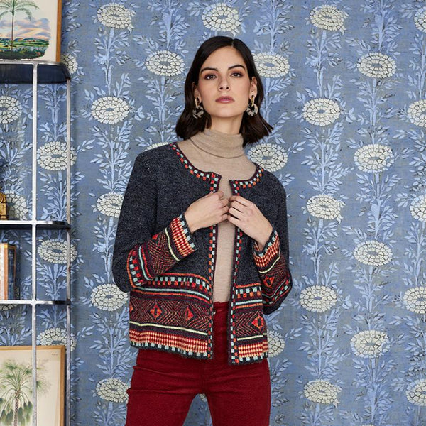 ETHNISCHER CARDIGAN-PULLOVER