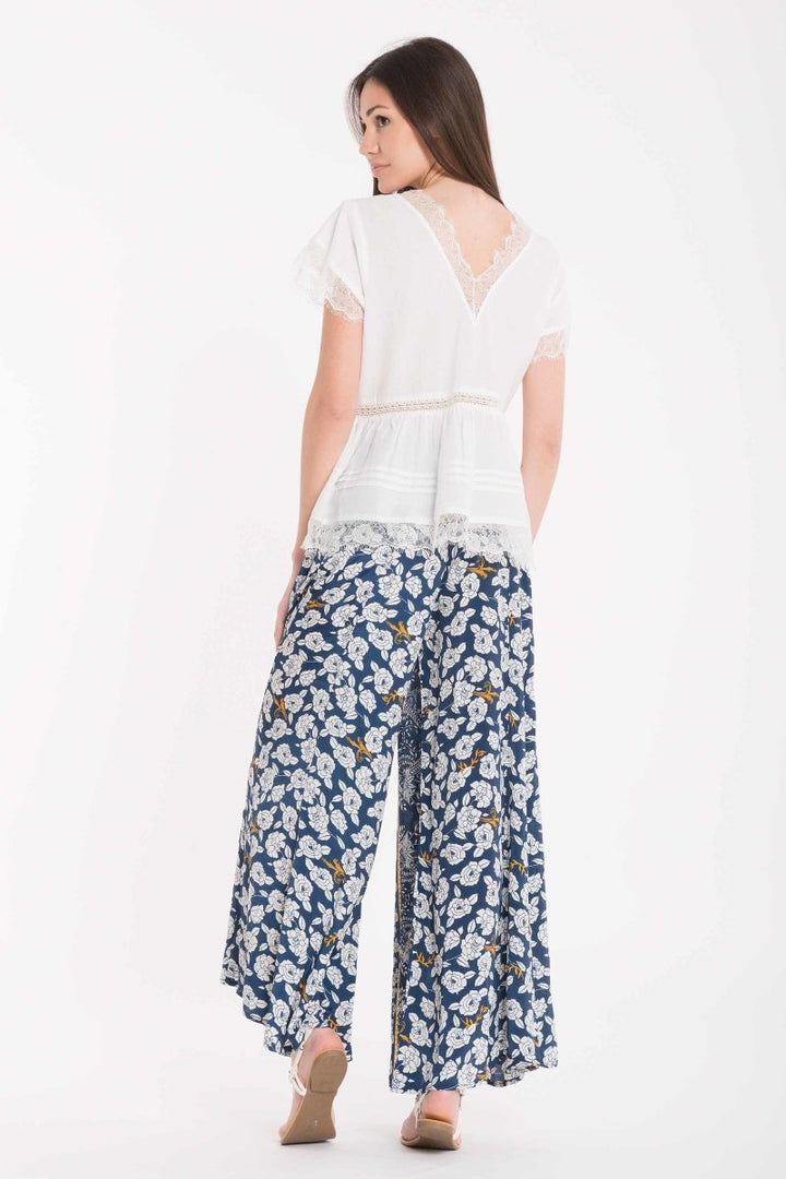 PANTALONI PALAZZO FLOREALE- DB22-097 - #Moda Mare Positano#